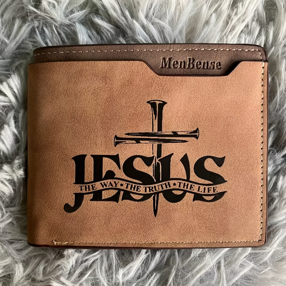 Kasutoo Men's Sleek Faux Leather Wallet with Religious figure Design - Simple, Fashion-Forward