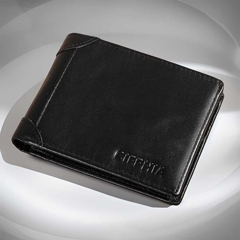 Ciephia Men'S Retro Full Grain Leather Tri-Fold Wallet | Rfid Blocking, Multiple Card Slots, Perfect Gift For Men