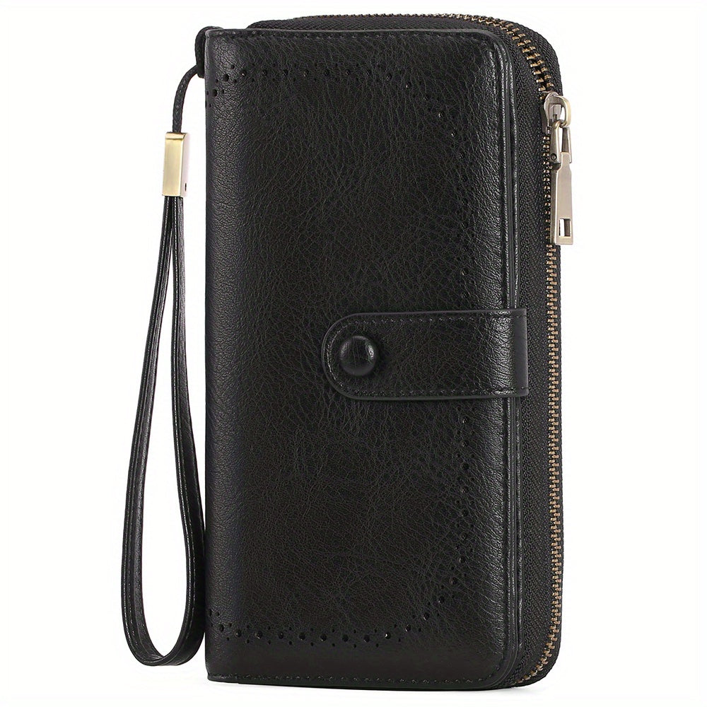 Wallets for Women, RFID Blocking Large Capacity Wristlet Clutch with 45 Card Slots & Zipper Pocket, Detachable Strap Handbag, Gift for Office Workers & Travelers