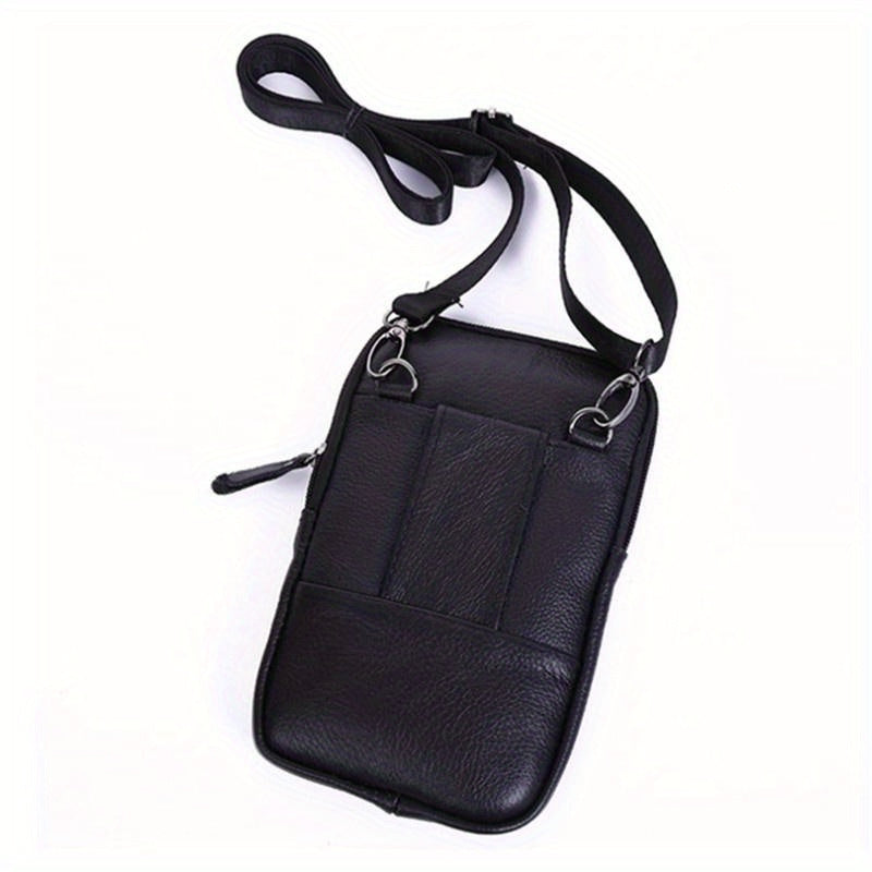 Premium Men'S Leather Crossbody Bag | Adjustable Strap, Various Zippered Compartments, Phone Holder & Wallet | Ideal for Travel, Outdoor Activities, And Everyday Use | Vintage Design | Dark Brown And Black
