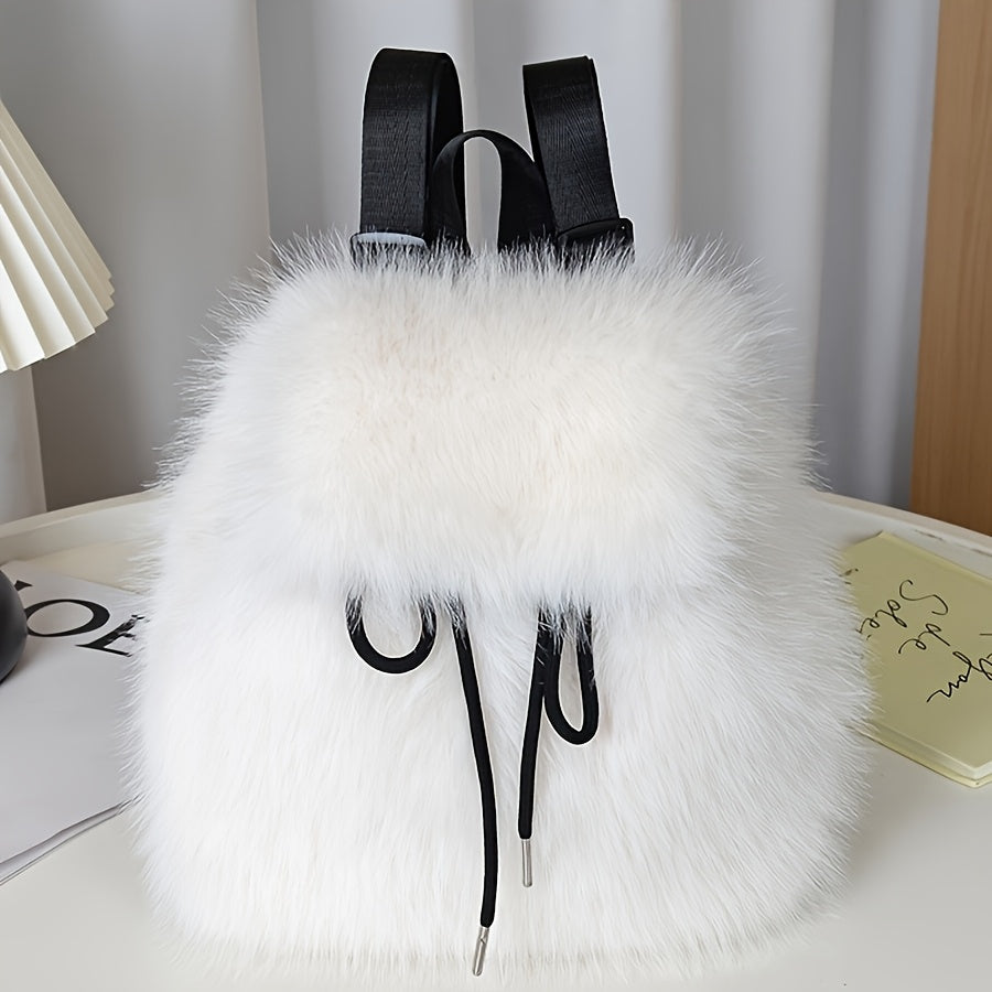 1pc Women'S Backpack Women'S Small Backpack Travel Small Bag Plush Element Backpack Multi-Purpose Backpack Fashion Casual Backpack