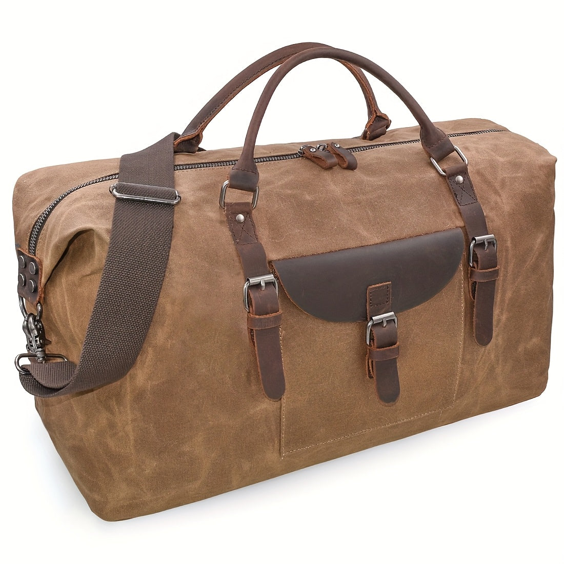 RAINSMORE Oversized Travel Duffel Bag Weekend Bag Weekender Overnight Carryon Hand Bag Brown Student Gift Idea
