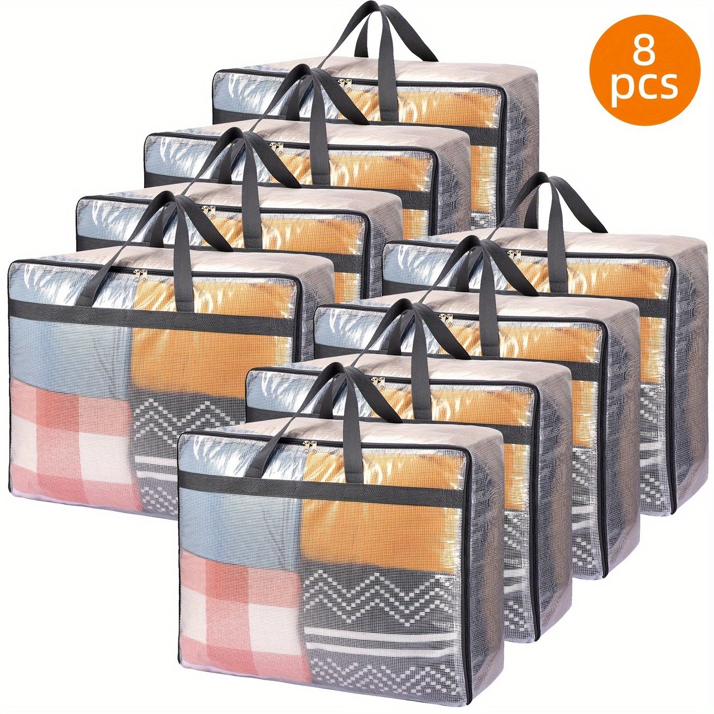 TOMNK 4/8 Pack Comforter Storage Bags, 19.81gal Extra Large Storage Bags, Clear Storage Bags with Zipper, 23.6*20*10in, Moving Bags, Storage Bags for Clothes, Blankets, Comforter, Pillows And Other Daily Products