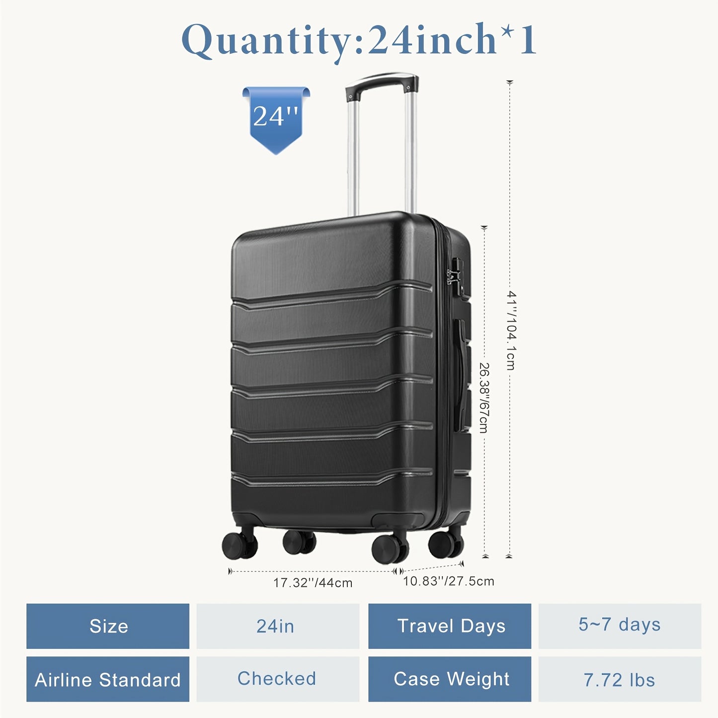 20/24/28 Inch Carry On Luggage - Hard Shell ABS Suitcase With Double Spinner Wheels, Lightweight Expandable Rolling Luggage With TSA Lock - For Travel - Suitable for Business & Leisure - Ideal Gift for Frequent Travelers