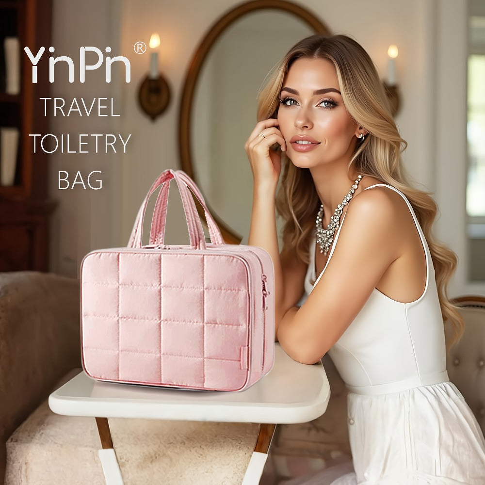 YinPin Travel Toiletry Bag, Hanging Travel Toiletry Bag with Jewelry Organizer Compartment Large Makeup Bag, PVC High Quality Cosmetic Travel Bag Trips Camping Bathroom