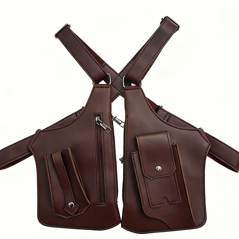 Men'S Retro Shoulder Strap Underarm Shoulder Bag, Multi-Functional Lightweight Backpack, Outdoor Mobile Phone Bag, Outdoor Vest Bag, Multi-Functional Vest Bag, Black Vest Bag, Brown Vest Bag