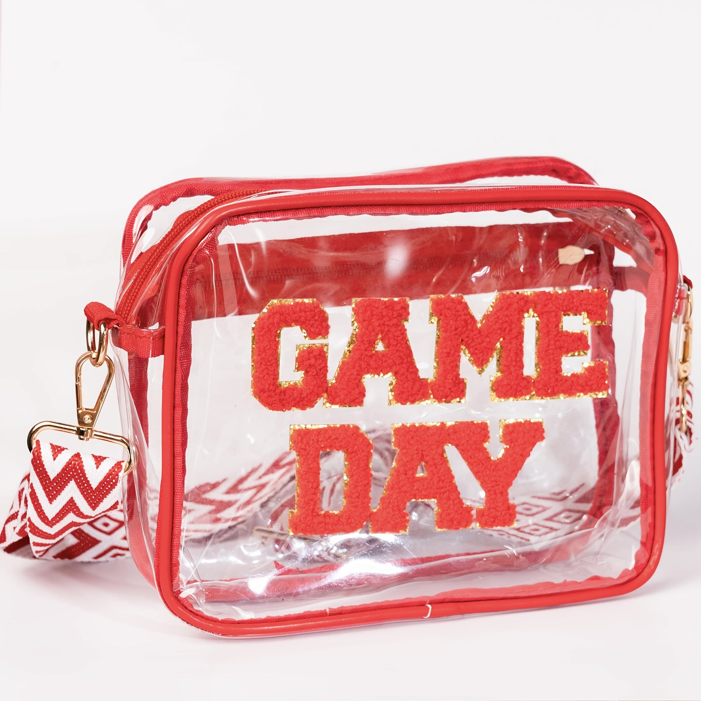 Stadium-Approved Game Day Clear Crossbody Bag Premium PVC Transparent Purse for Concerts, Sports Events Tailgating