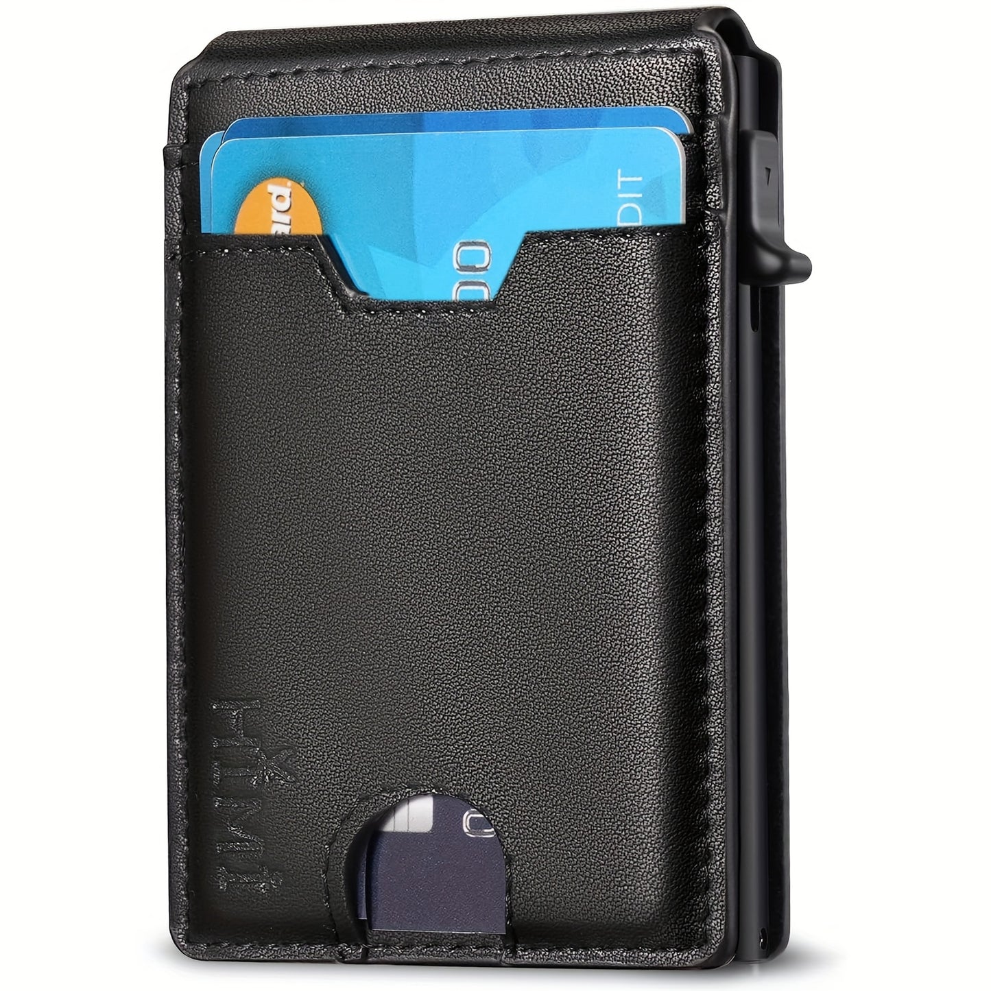 Minimalist Slim Wallet for Men with Money Clip RFID Blocking Wallet Pop Up Aluminum Case Credit Card Holder with Gift Box