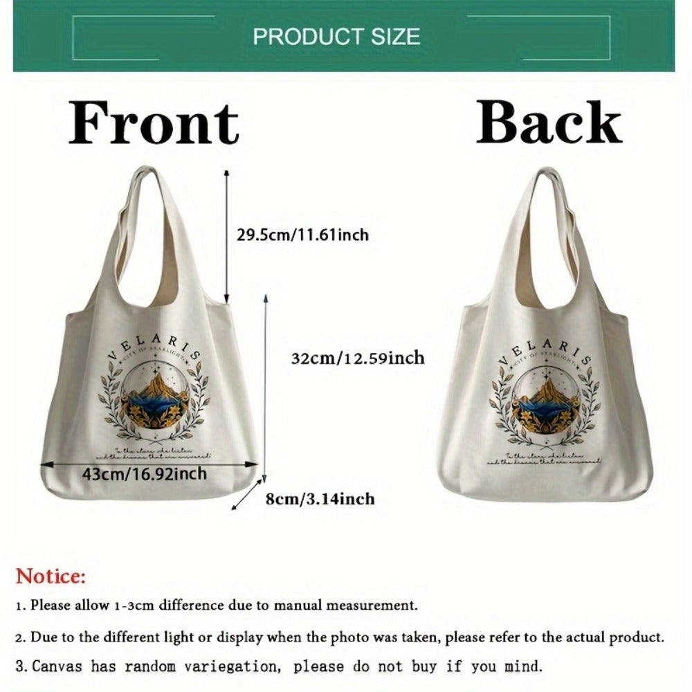 1pc Fun Merchandise from Acotar, Featuring a Patterned Tote Bag Ideal for Literature Lovers. This Shoulder Bag Showcases an Illustration of a Girl And Is Perfect for Travel, Embodying The Harajuku Style. A Great Gift for Her
