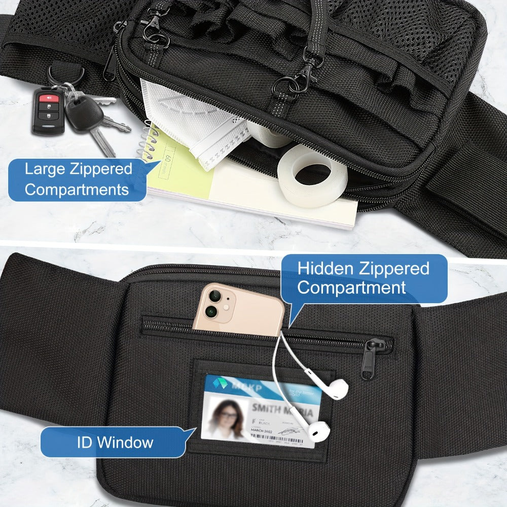 Nurse Belt Bag with Tape Holder, Multi Compartment Medical Gear Pocket Nursing Organizer Belt Bag, Apron Hip Bag Utility Waist Pack for Stethoscopes Bandage Scissors Medical Supplies
