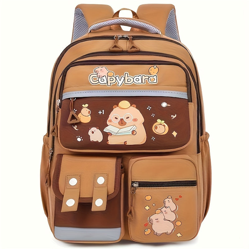 Women's & Suitable for Large-Capacity Capybara Print Backpack - Cute Capybara Face & Capybara, /Travel/ Backpack with Adjustable Straps, Capybara Themed Backpack Gifts for & Women