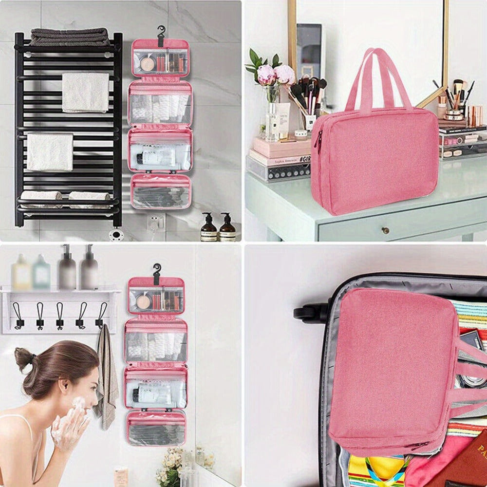 1pc Waterproof Folding Toiletry Bag, Multi-Functional Dry And Wet Separation Cosmetic Bag, Travel Storage Bag