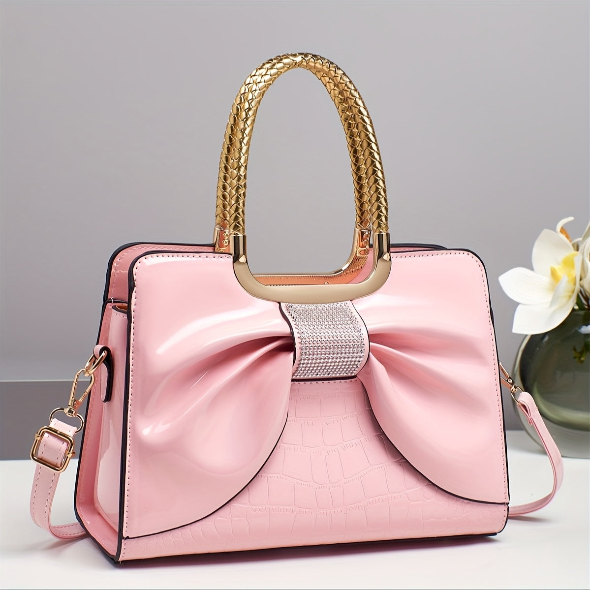 Crossbody Bag for Women – for Travel & Work, Bow Accent Faux Leather Luxury | Bag Vero – detail view 18