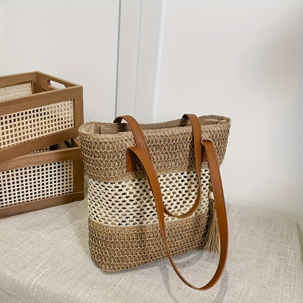 Vacation Travel Beach Bags, Casual Fashion Simple Straw Handbags, Beach Party Bags, Women'Bags, Tote Bags, Crossbody Bags, Women'Bags, Wallets, Clutch Bags, Straw Bags, Leisure Carry-on Women'Bags Suitable for Outdoor Sports, Travel - Bohemian