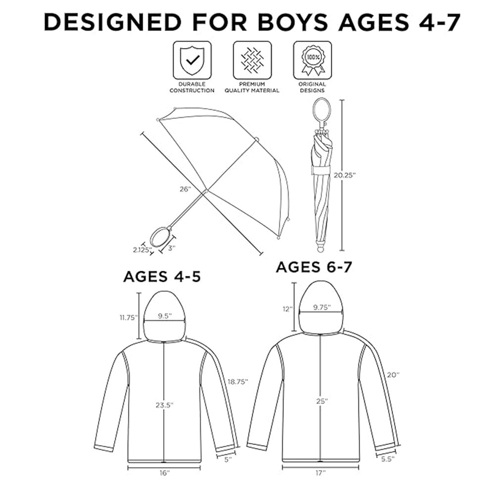 Nintendo Kids Umbrella And Slicker, Super Mario Boys Rain Wear Set, For Ages 4-7
