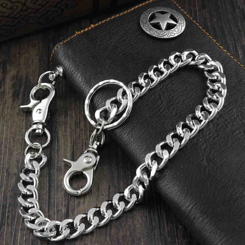 Biker Rock Star Concho Mens Card Money Leahter Wallet With safe pants Chain
