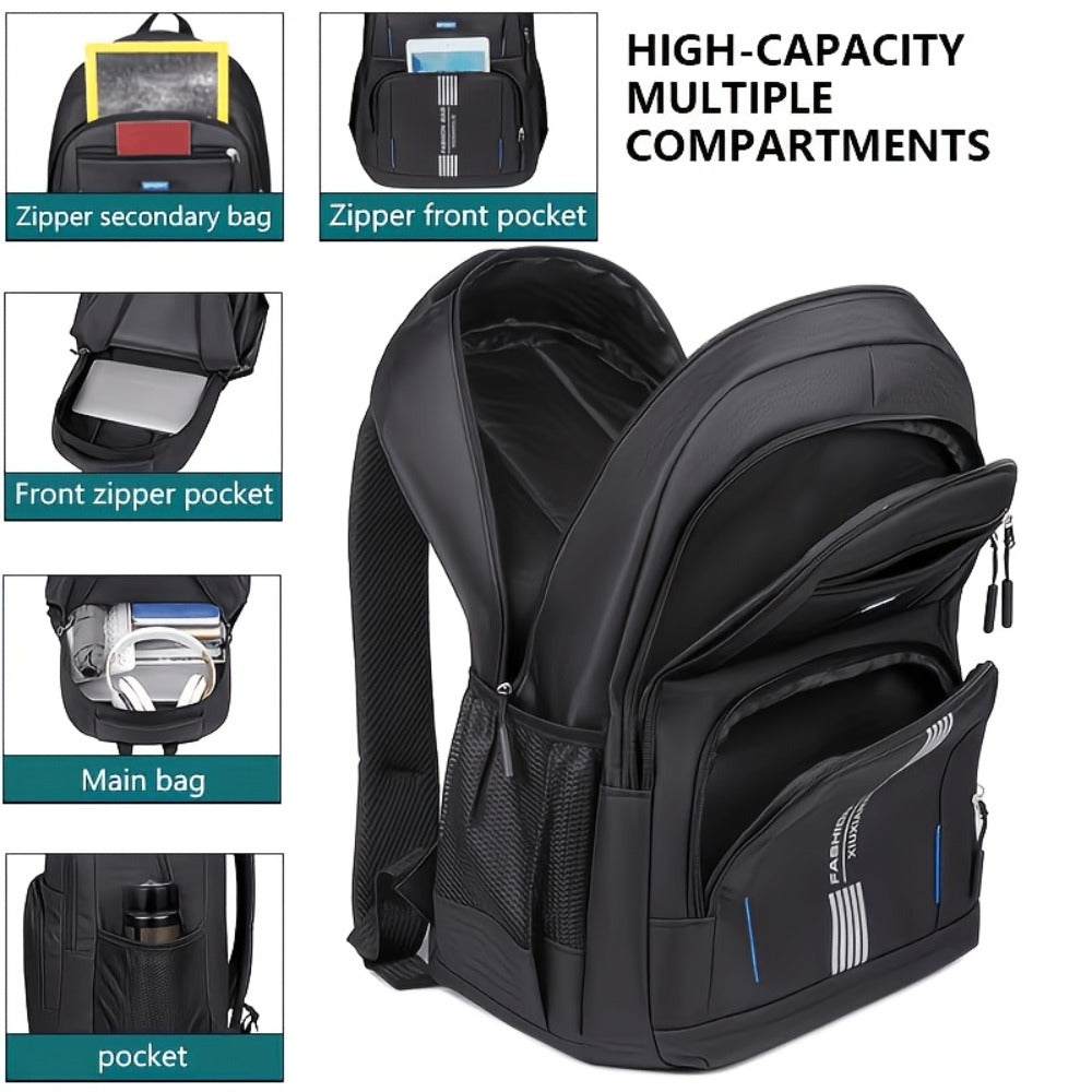 3pcs Men'S Backpacks With Multiple Compartments, Large Capacity, Fashionable Travel Backpacks, Laptop Bags, And Commuting And School Backpacks