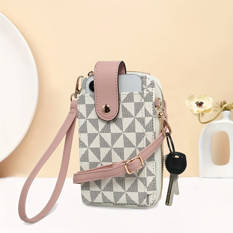 Tepilte Women's Mobile Wallet, Crossbody Purse with Wallet Card Slot, Zipper Closure, Adjustable Shoulder Strap And Wrist Strap for Cell Phone, Credit Card, Keys, Fashion Crossbody Backpack, Perfect for Daily Commute, Valentine's Day Gift