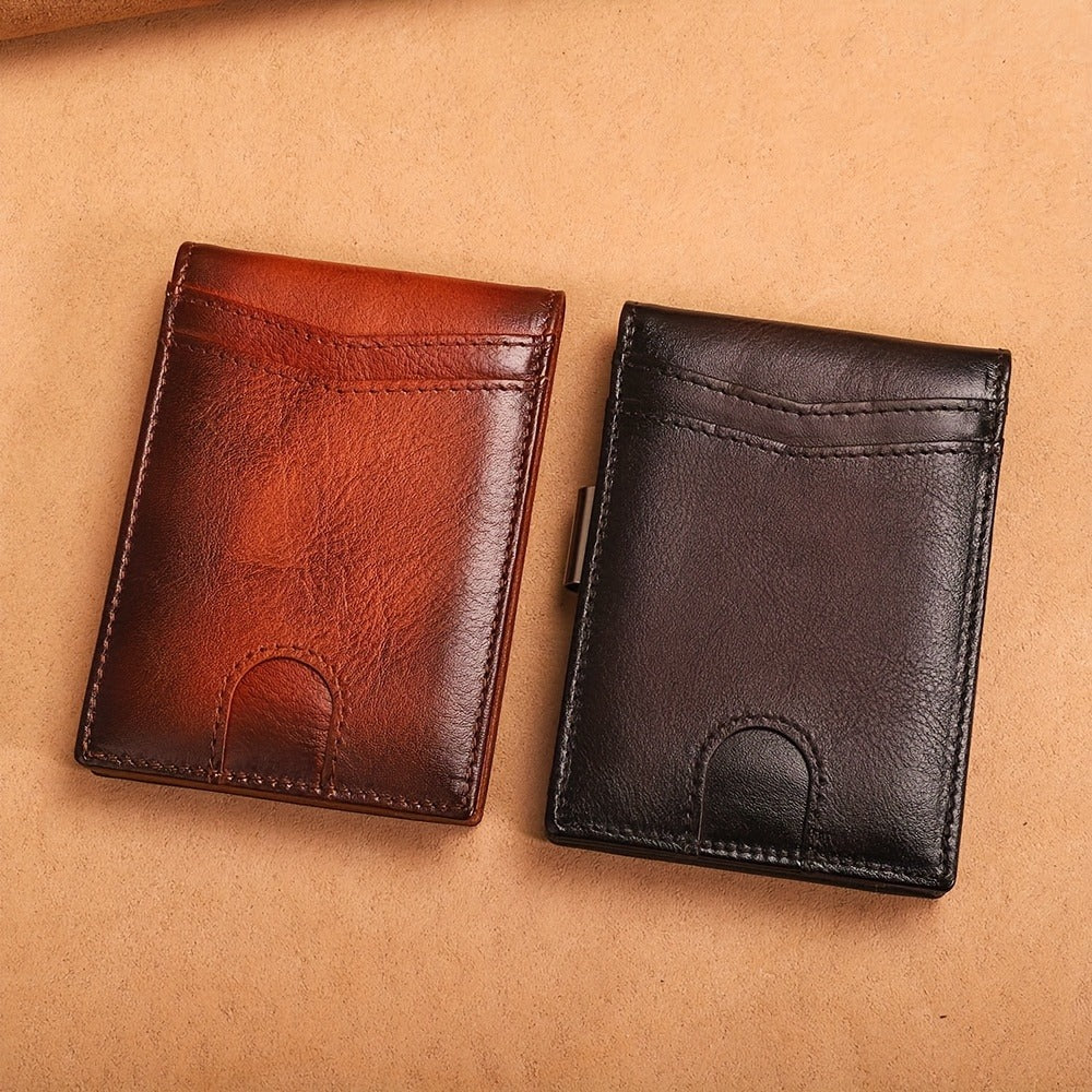 CIEPHIA Genuine Leather RFID Blocking Wallet - Slim Retro Bifold with Front Pocket & for id Slot, 12-Card Holder Suitable for ID, Credit Cards, Cash, Driver' License Holder, Minimalist Gift for Everyday Carry