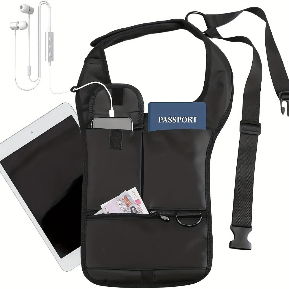 Men's Anti-Theft Underarm Bag with Dual-Shoulder Strap - Hidden Zipper Compartments, Anti-Theft Protection & Breathable Mesh Back - Slim Design for Everyday, Travel, Business - Phone, Wallet, Passport Storage - Durable Polyester Bag for Professionals & Co