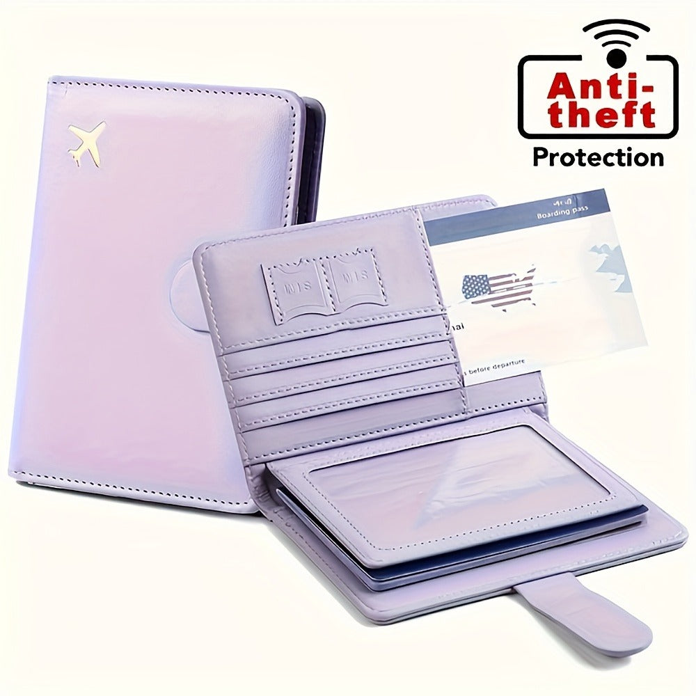 RFID Blocking -Theft Passport Holder Suitable for Women & Men - ic Closure Travel Wallet with Card Slots, Compact Passport Cover, -Skimming for Airports & Train Stations (Daily Use)