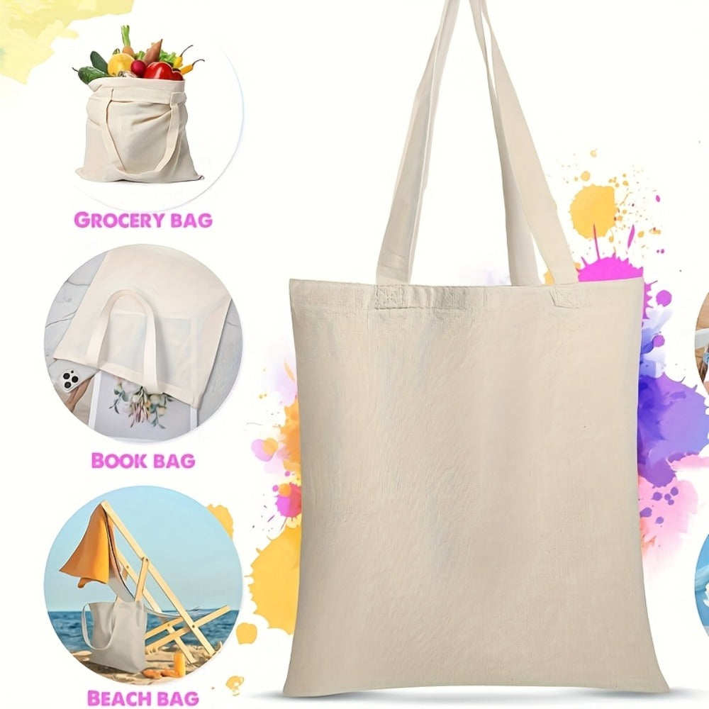 24pcs Home Decor Gifts Party Pack Tote Bags, Blank Plain Bag Lightweight Reusable Grocery Shopping Cloth Bags with Handles for DIY Crafting And Decorating, 13 Inch W X 15 Inch H