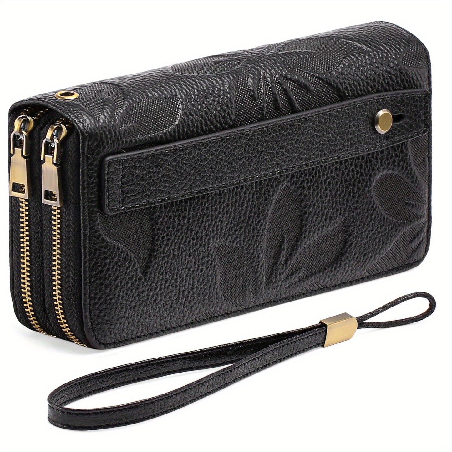 Phone Wallet for Women, Large Capacity RFID Blocking Bifold Clutch with Wrist Strap, Holds Any Smartphone, 24 Card Slots, Genuine Leather, Fits All Phones - Best Deal