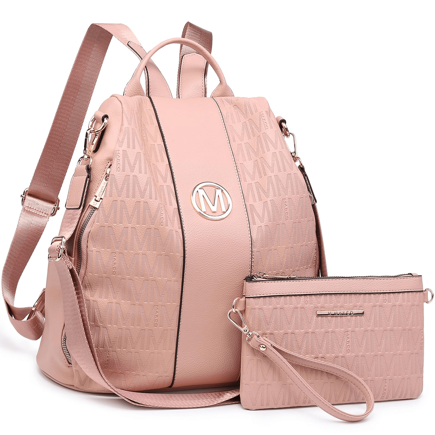 MKP COLLECTION 2pcs Set Women's Fashion Anti-Theft Rucksack & Shoulder Bag Multifunctional Travel Purse