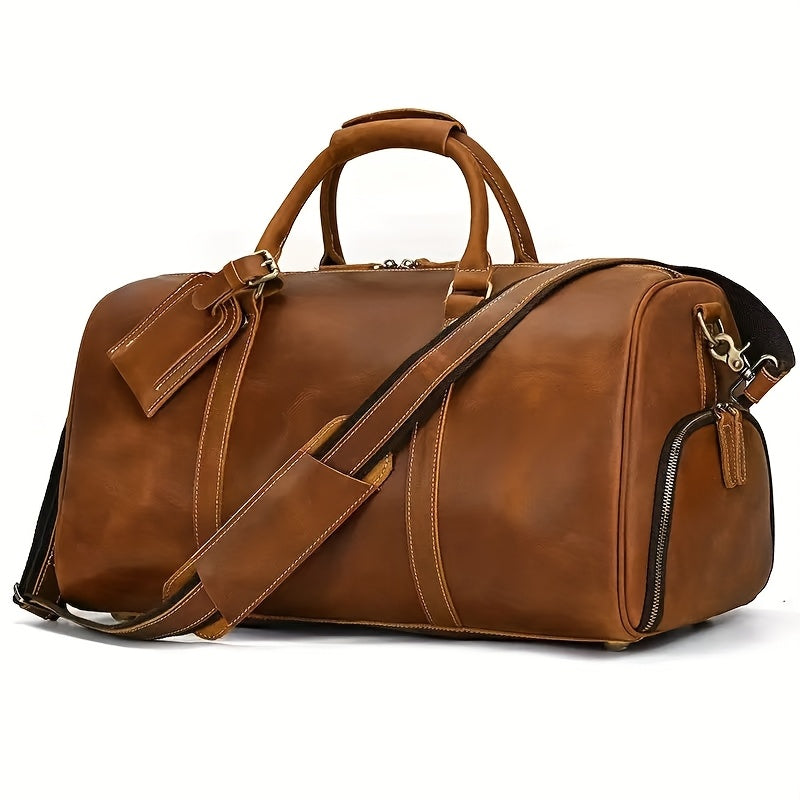 Gym Duffel Bag – for Travel, Genuine Cowhide Leather Weekender Shoe – detail view 22