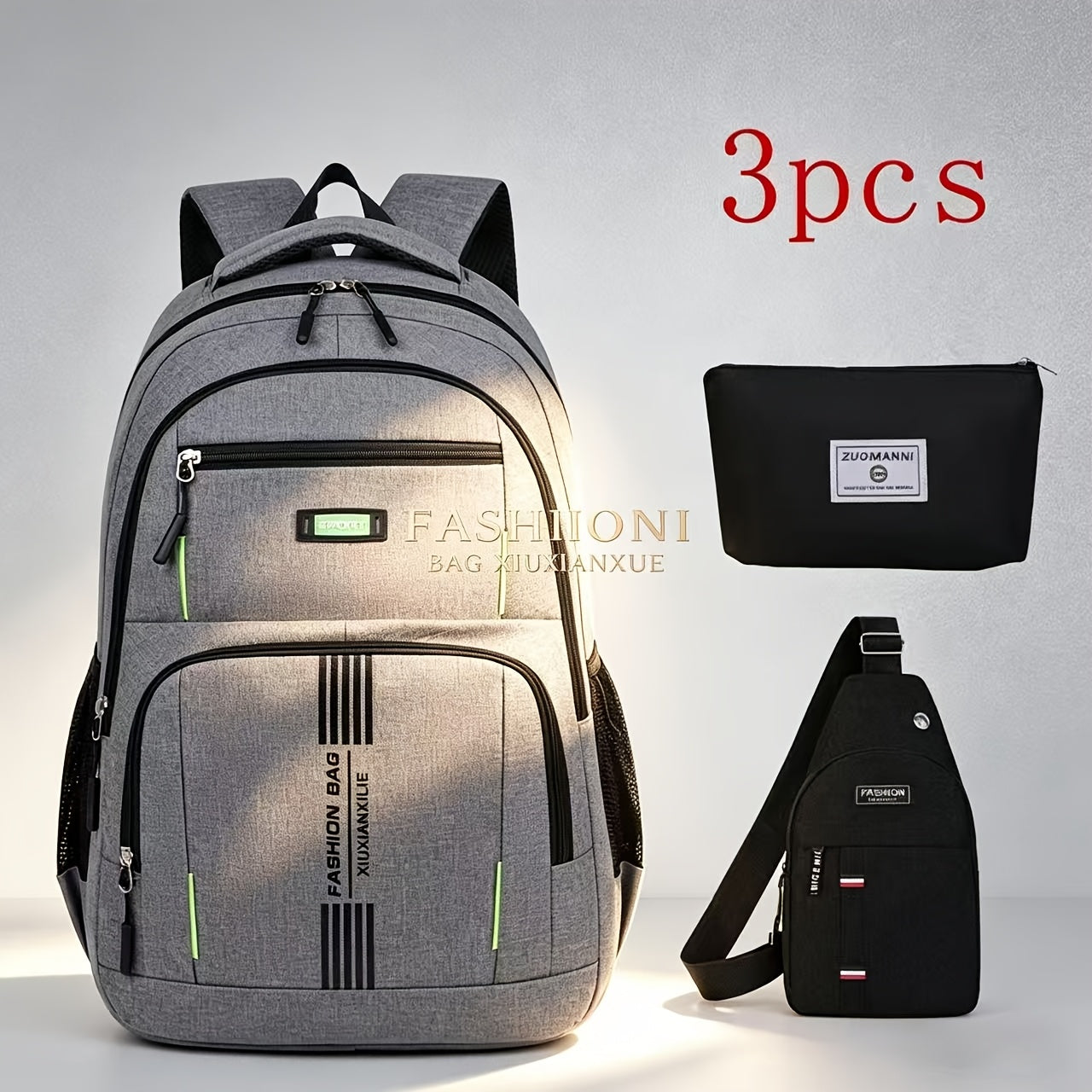 Laptop Backpack – 3-Piece, Large Capacity, for Travel & Work – detail view 13