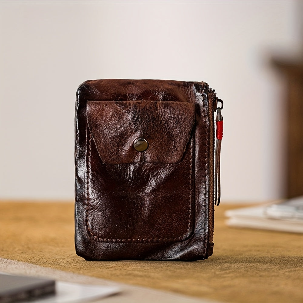 Men's Wallet – 2 Colors, Snap Coin Organizer Zipper Leather – detail view 11