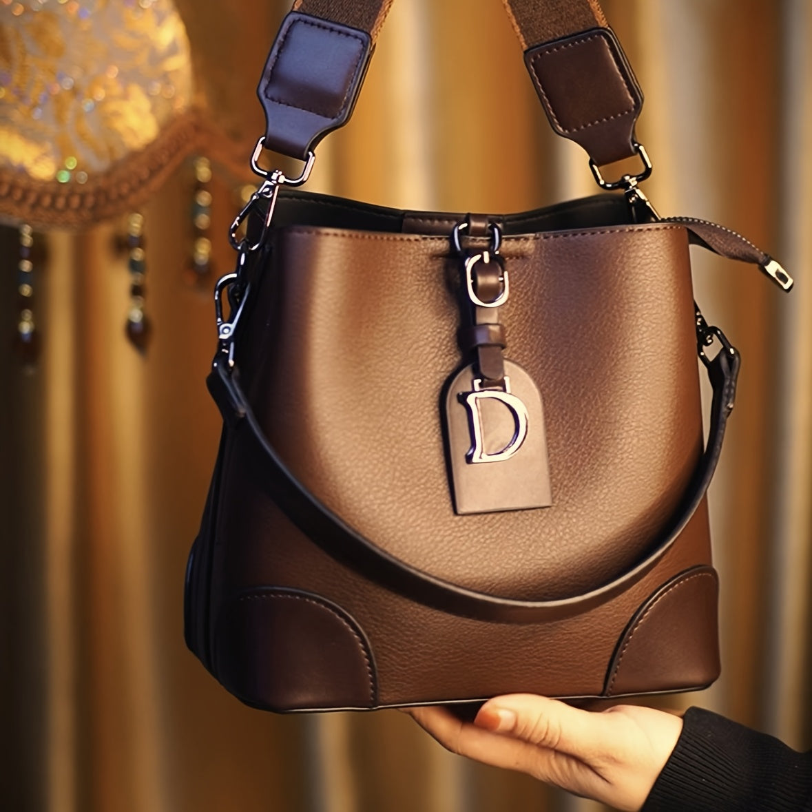 Crossbody Bag for Women – for Everyday Use, Bucket Casual Golden Hardware Adjustable – alternate view