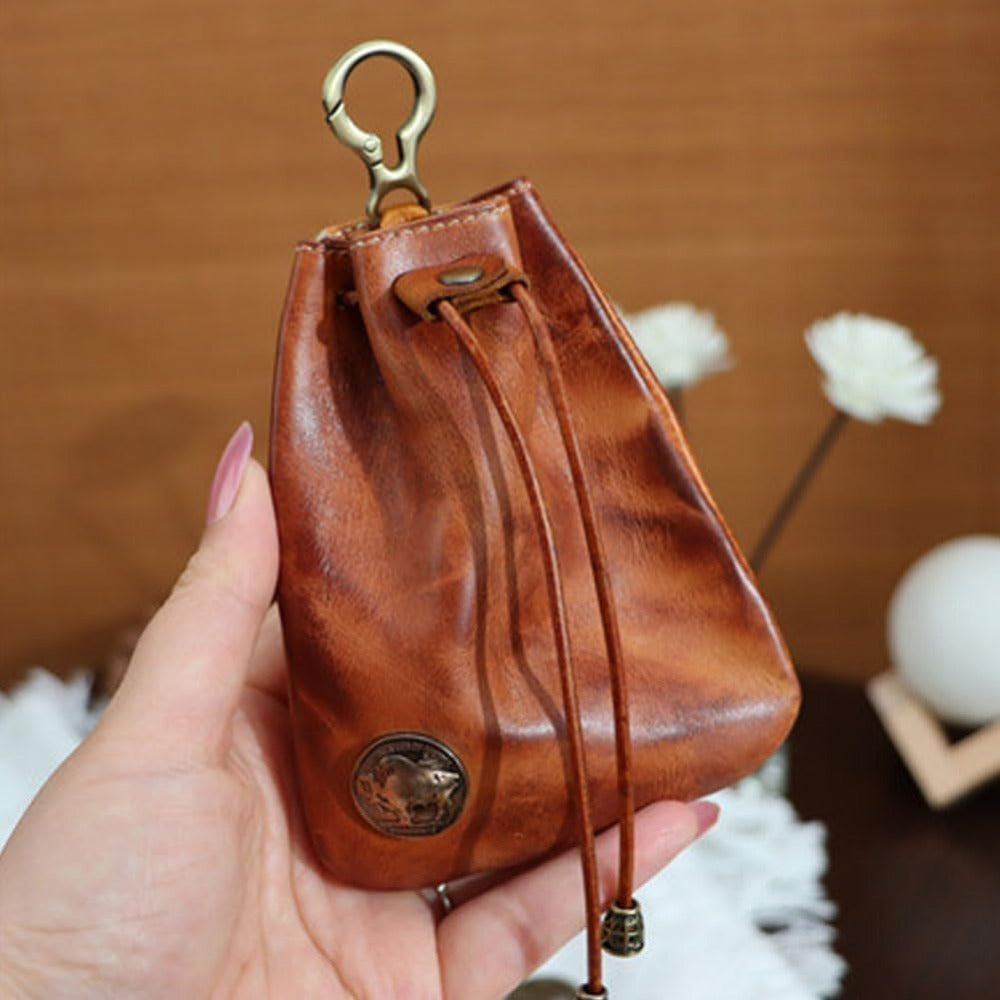 Women's Wallet – Genuine Leather, Genuine Leather Coin Drawstring Pouch – detail view 10