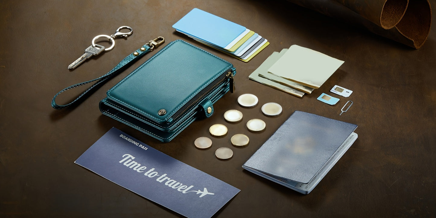 Passport Holder For Travel, Passport Case Wallet With Strap Wristlet And Zipper Wallet For Men Women