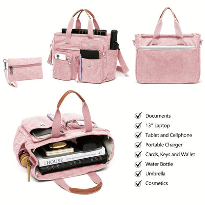 Laptop Bag – 2 Piece, 6 Colors, Corduroy, Large Capacity | Bag Vero – detail view 10