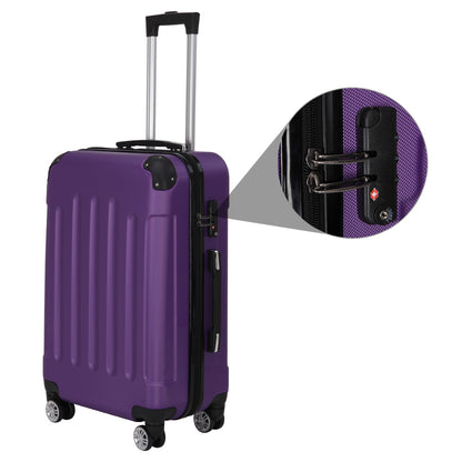 3-in-1 Portable ABS Trolley Case luggage 20" / 24" / 28" Purple