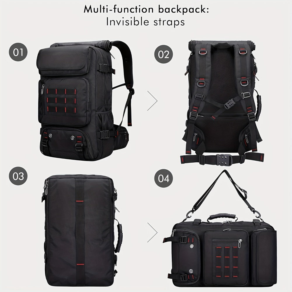 A Large Capacity Hiking Backpack, Suitable for Outdoor Camping, Mountain Climbing, And Long-Distance Travel. It Features Multiple Functions As a Handheld, Dual-Shoulder, Or Crossbody Sports Bag, Is Sturdy And Durable with a Shoe Pocket