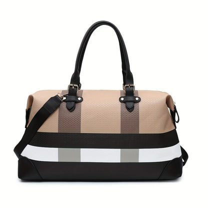 RAGSTO Large Overnight Travel Bag Striped Pattern Handbag Carry-On Luggage Bag Suitable for Vacation, Overnight, Camping, Hiking, Sports And Fitness