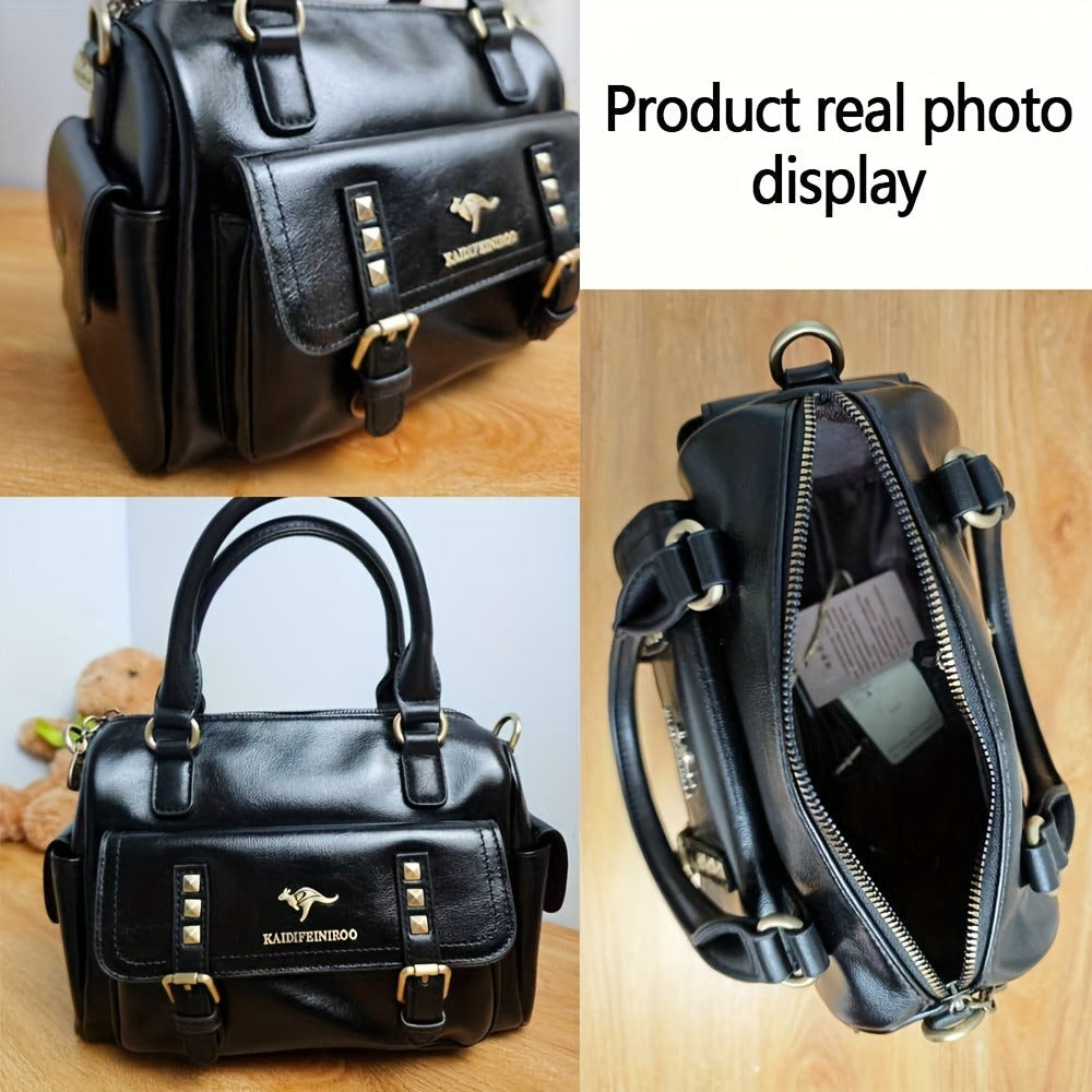 Women's Large Capacity PU Handbag & Crossbody Bag with Multi-Layer Pockets - Retro Style Handbags Suitable for Travel,, Shopping - Burgundy// - Zipper Closure & - Ideal Gift