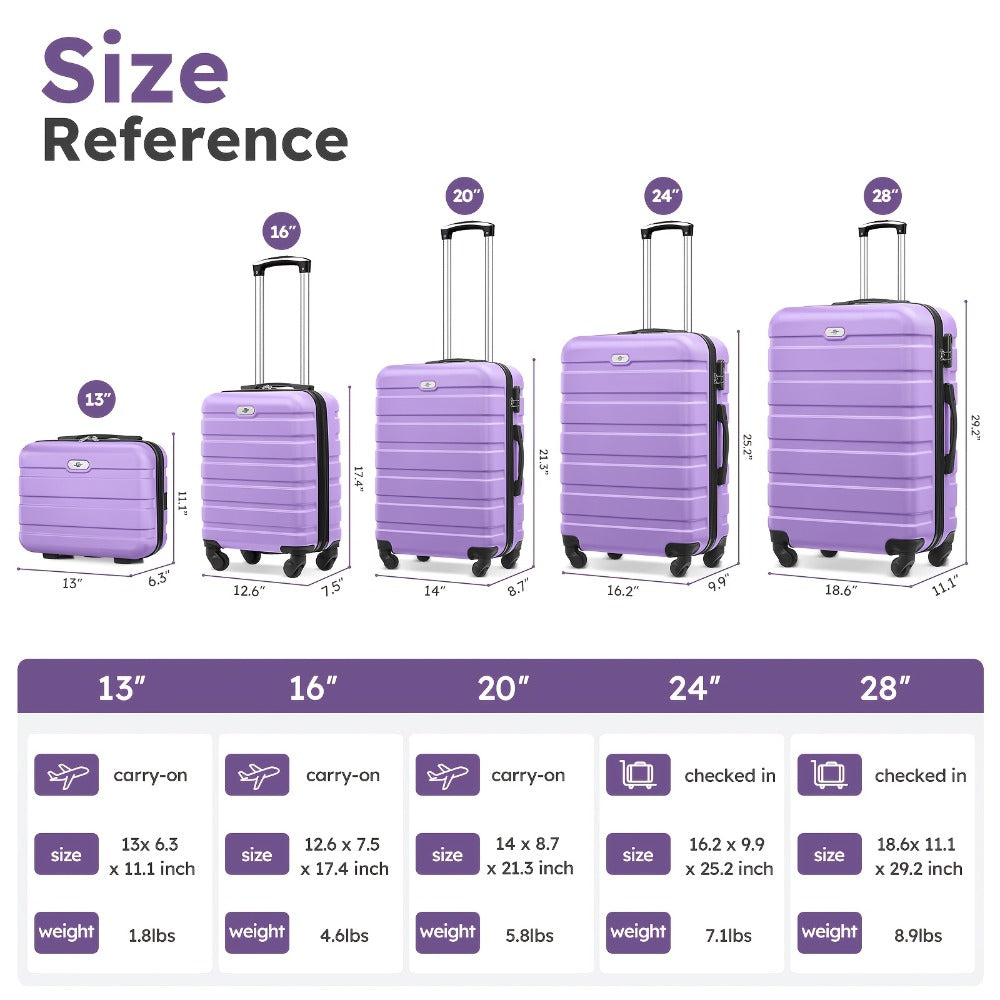Suitcase Set, Multi-piece Suitcase Set, Abs Material + Safety Combination Lock + Three-section Adjustable Pull Rod +360°, Rich Suitcase Set