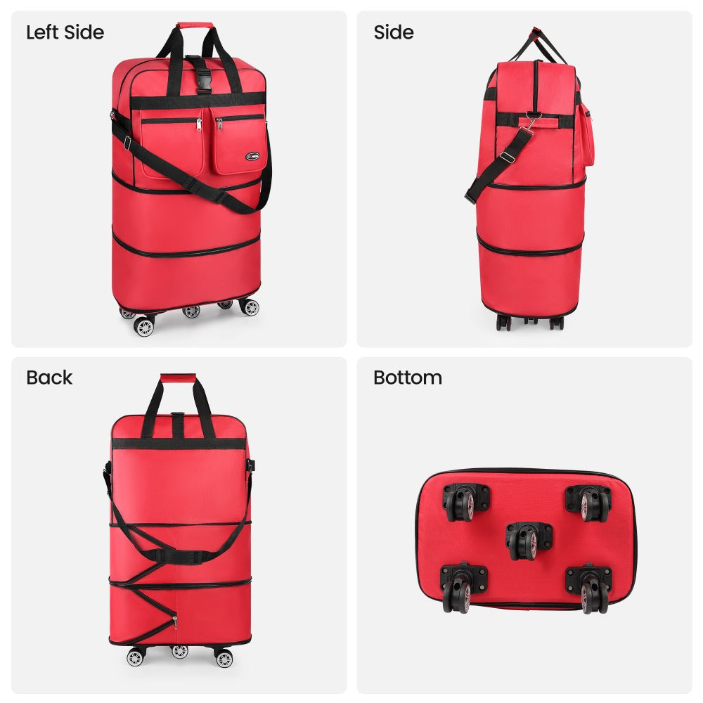 30" 36" Soft Expandable Foldable Luggage Bag with Removable Spinner Wheels,3-Layer Collapsible Suitcase Bag, Water-Resistant Large Capacity Rolling Duffle Bag for Home Storage Moving Travel