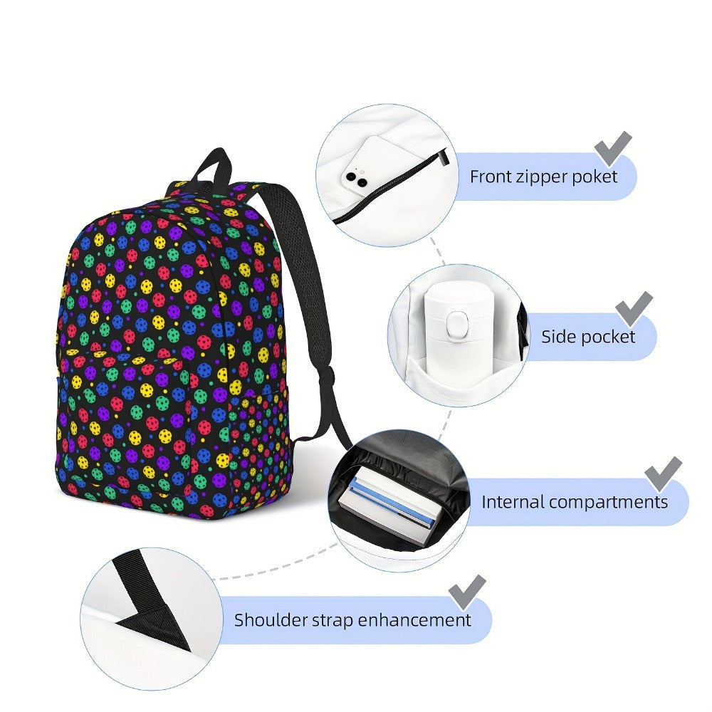 Lightweight Sports Backpack Suitable for Men & Women with Tablet/Laptop Compartment, Multi- Ball Print, Adjustable Shoulder Straps & Crossbody Pack - Suitable for Baseball, Basketball, Soccer, Football, Travel,