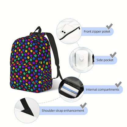 Lightweight Sports Backpack Suitable for Men & Women with Tablet/Laptop Compartment, Multi- Ball Print, Adjustable Shoulder Straps & Crossbody Pack - Suitable for Baseball, Basketball, Soccer, Football, Travel,