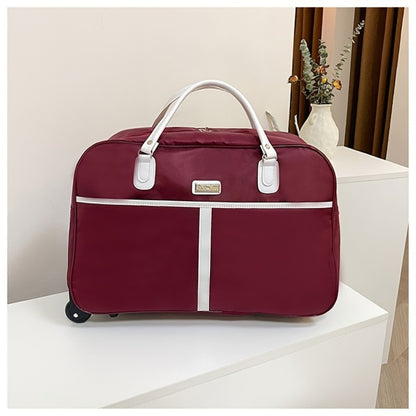 Rolling Duffel Bag Women Large Capacity Lightweight Travel Tote Carry On Luggage with Wheels Foldable Weekender Bag for Students Short Trips Christmas Gifts