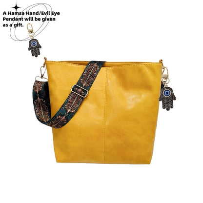 1pc Bohemian Geometric Strap Hobo Bag, Large Capacity Ethnic Crossbody Bag, Hamsa Hand/ Evil Eye Pendant, Women'S Retro Style Shoulder Bag For Best Birthday Gifts, Christmas And Valentine'S Day Gifts
