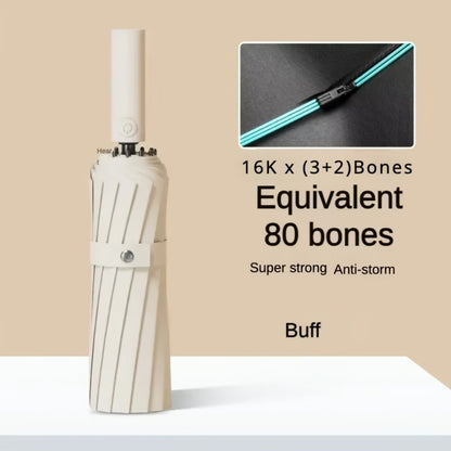 Windproof Automatic Umbrella 80 Reinforced Fiberglass Ribs, Stormproof 50+ For Men Women, Compact Folding Sun Rain Umbrellas