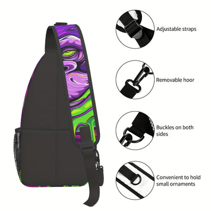 A Vibrant Gorilla-Themed Crossbody Chest Bag Suitable for Hiking, Featuring a Spacious Design. This Stylish And Sturdy Bag Is Perfect for Shopping, Work, Leisure Trips, Beach Outings