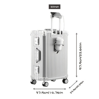 Spacious Premium Aluminum Frame Luggage: Large Capacity And External Cup Holder (Ideal for Travel And Business)