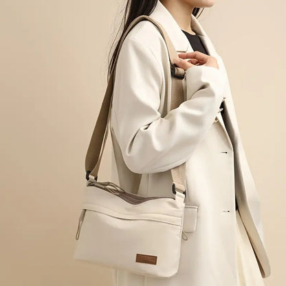 Women'S Large-Capacity High-Quality Casual Solid Color Crossbody Bag | With Adjustable Shoulder Strap And Zipper Closure - Elegant Gray/White/Pink/Black Canvas Bag With Compartments For Organized Storage Inside
