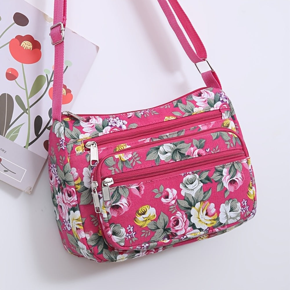 A Stylish Shoulder Bag for Women Featuring Floral Prints, This Bag Includes Multiple Pockets And an Adjustable Strap. It'S a Versatile Storage Solution, Complete with a Coin Purse And Women'S Wallet, Ideal for Daily Outings, Shopping